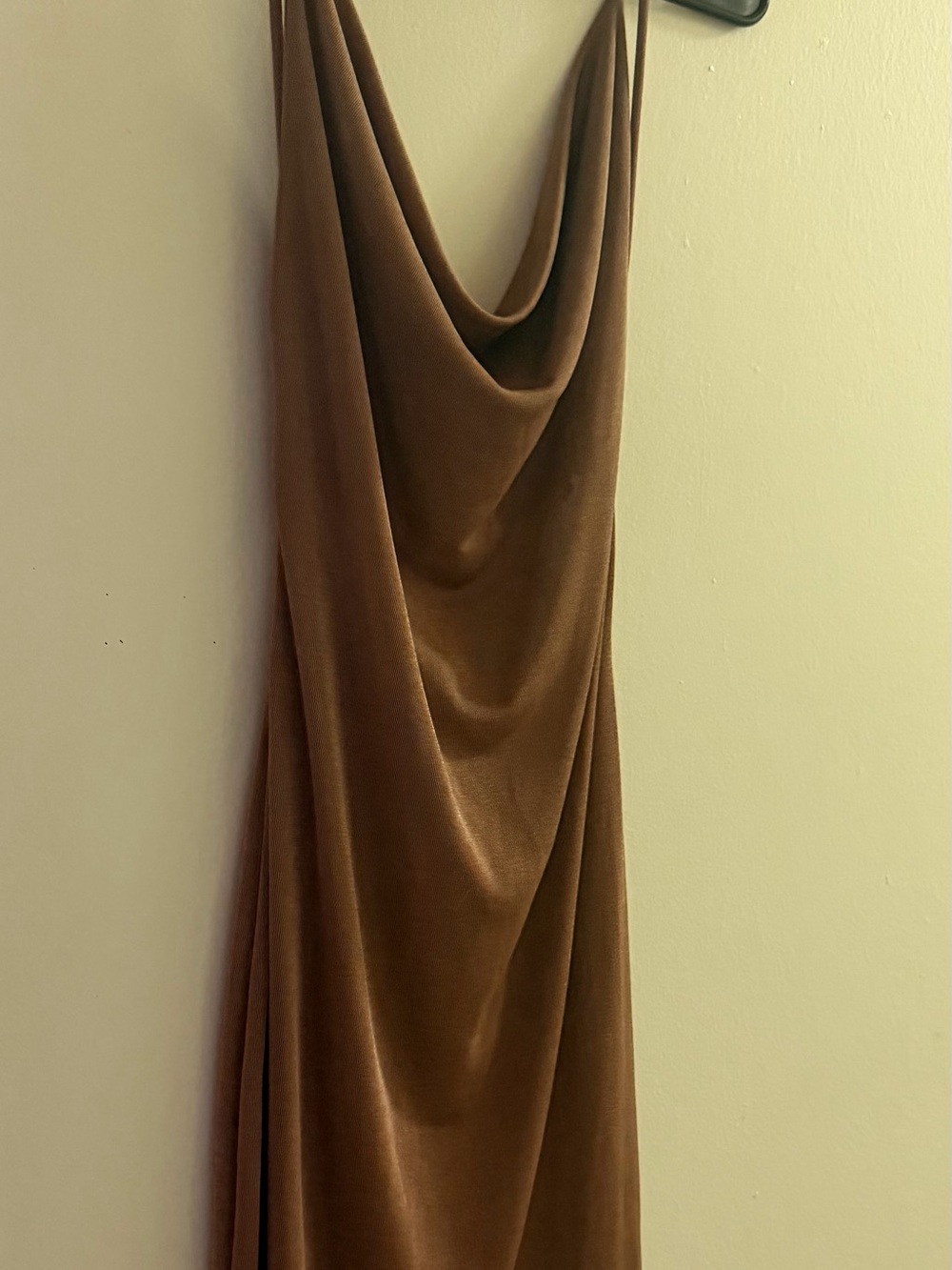 Strapless Cowl Neck Slip Dress in Rich Brown